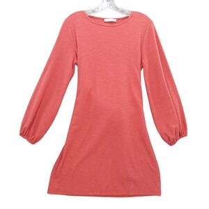 R. Vivimos Mini Dress Long Sleeve‎ Tie Back Casual Coral Size L Stretch Knit